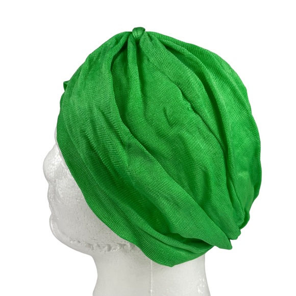 Vintage Turban Hair Wrap Green Union Made USA 1950s OSFA Hat Cap Ladies Woman’s - Picture 4 of 13